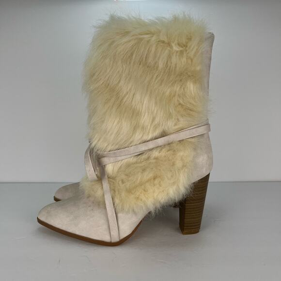Penny Loves Kenny Aper Boots Vegan Leather Faux Fur Mid Calf Bow Womens Size 9 - Picture 10 of 11